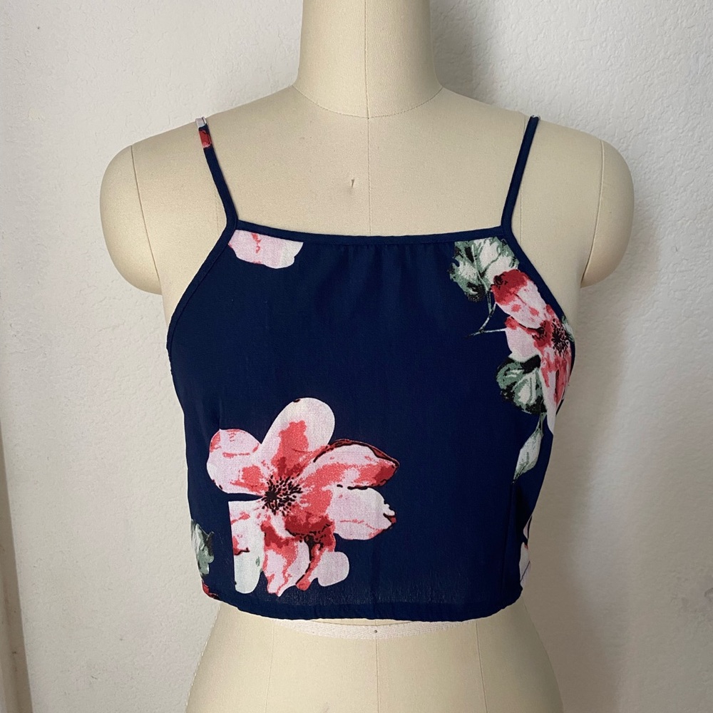 Floral Navy Blue Women's Top